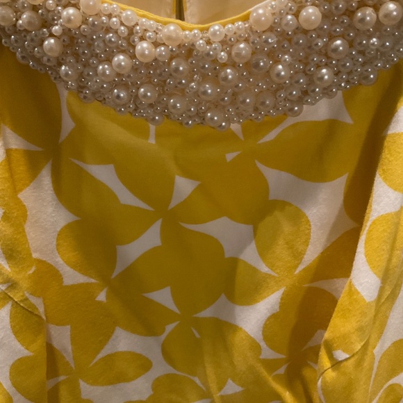 INC International Concepts Pearl Embellished Yellow/Gold Dress - Picture 3 of 12